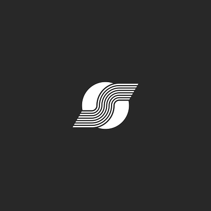 Logo S letter on the white circle minimal style identity round shape emblem, creative tech symbol