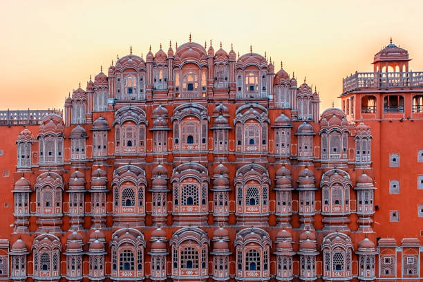 Eve Expensive Palace of Winds, Jaipur, India. hawa mahal photos stock pictures, royalty-free photos & images