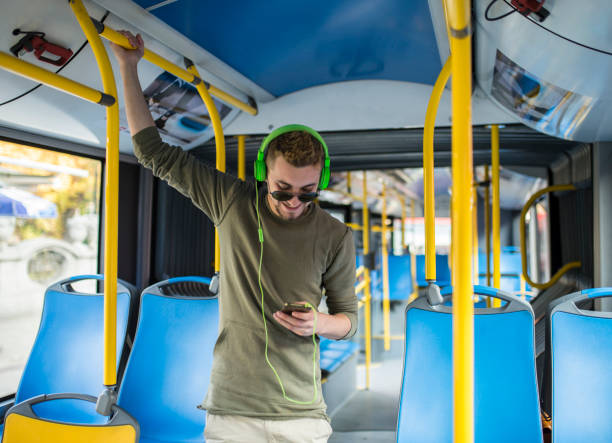 istock Beautiful boy rides in a bus. 1063277936