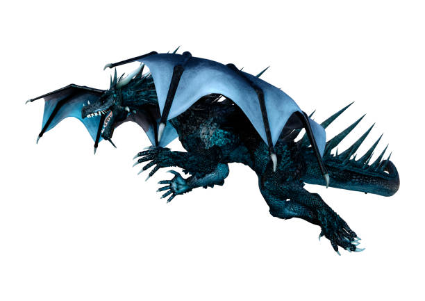 istock 3D illustration black fantasy dragon on white 1063278410