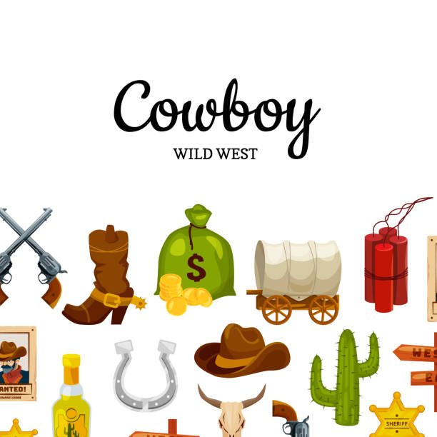 ilustrações de stock, clip art, desenhos animados e ícones de vector cartoon wild west background with place for text - leather backgrounds textured wild west