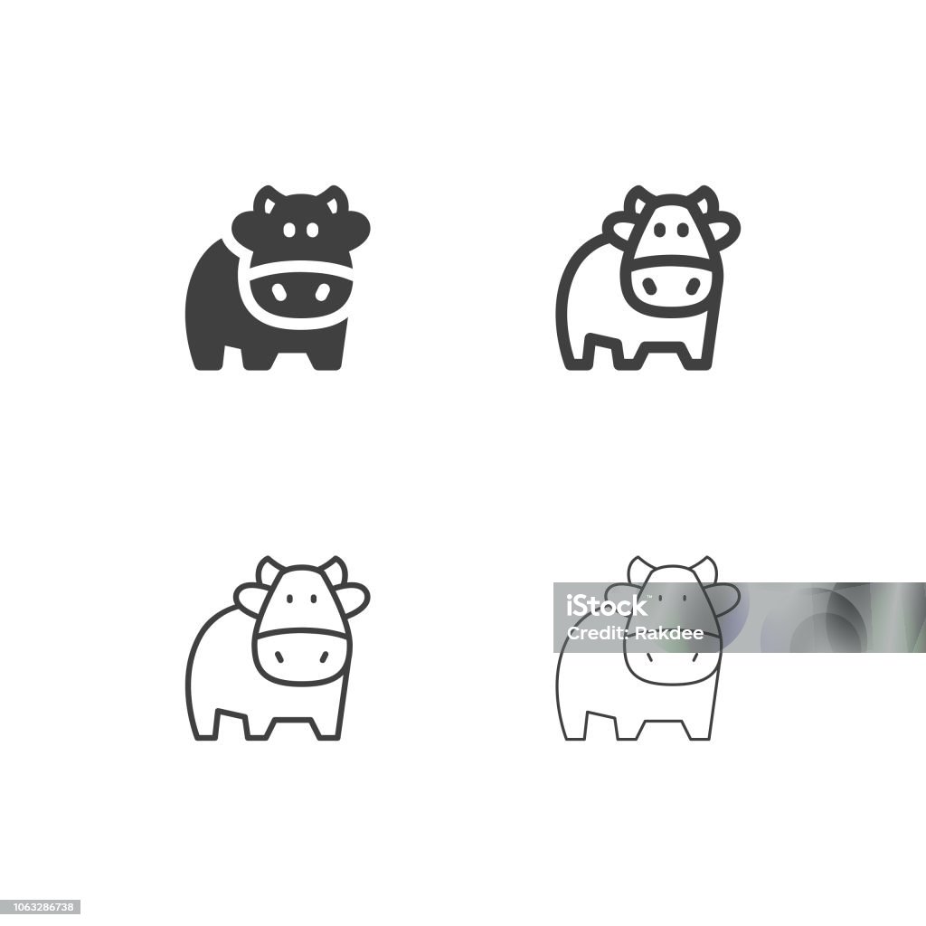 Cow Icons - Multi Series Cow Icons Multi Series Vector EPS File. Domestic Cattle stock vector