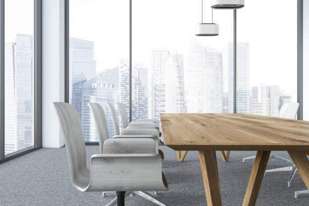 istock White panoramic meeting room interior close up 1063289786