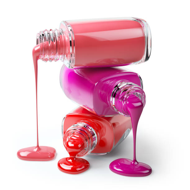 istock Nail polish of a different colorsin stack spilled isolated on white background. 1063294056