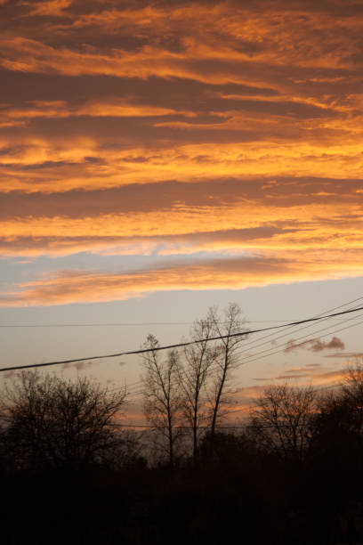istock Unusual sky in Poland. Beautiful orange clouds during sunset. Unusual view. 1063294358