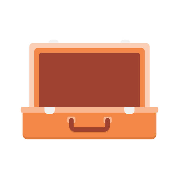 Open empty suitcase for clothes vector art illustration