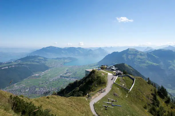 View from the Stanserhorn mountain, Switzerland. The Stanserhorn is a mountain in Switzerland, located in the canton of Nidwalden.