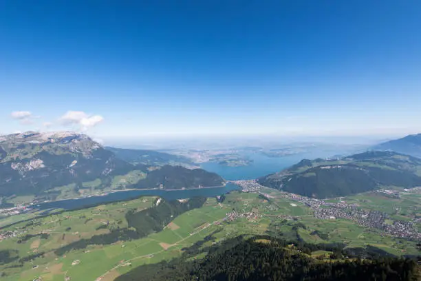 View from the Stanserhorn mountain, Switzerland. The Stanserhorn is a mountain in Switzerland, located in the canton of Nidwalden.