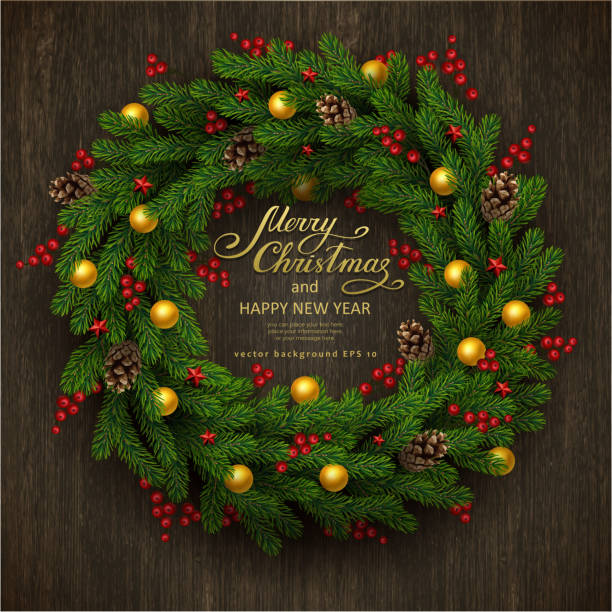 ilustrações de stock, clip art, desenhos animados e ícones de christmas background with fir tree - fir tree coniferous tree needle tree