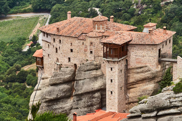istock The Orthodox medieval monastery on top rock 1063298750