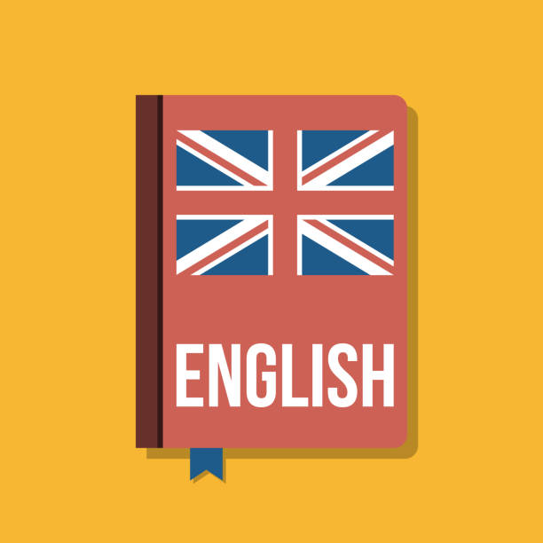 ilustraciones, imágenes clip art, dibujos animados e iconos de stock de libro de texto para el curso de inglés, ilustración vectorial plana - england