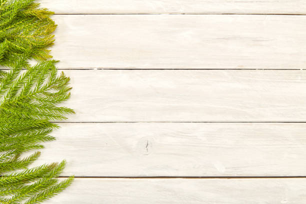 istock Christmas composition with frame of fir branches . Flat lay 1063308928
