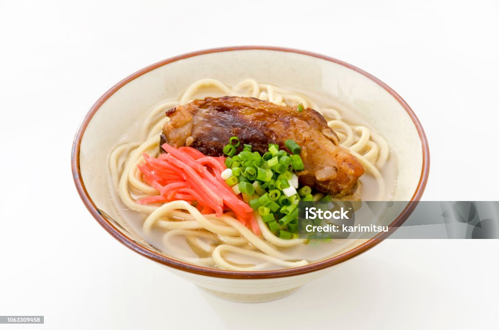 Okinawan cuisine, Okinawa soba, Sokisoba Allium Fistulosum Stock Photo