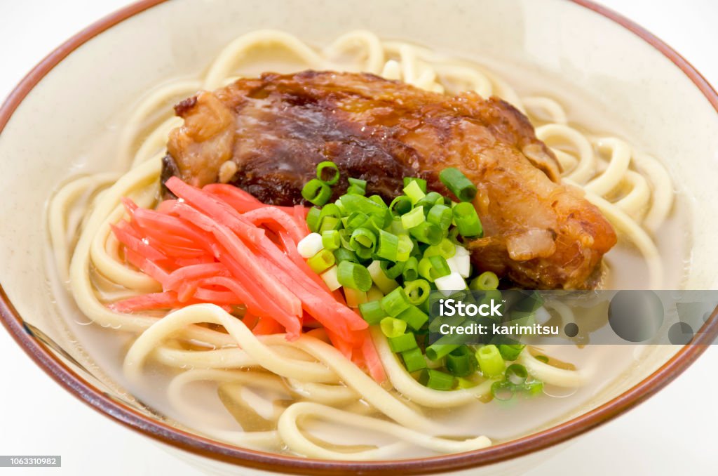 Okinawan cuisine, Okinawa soba, Sokisoba Allium Fistulosum Stock Photo