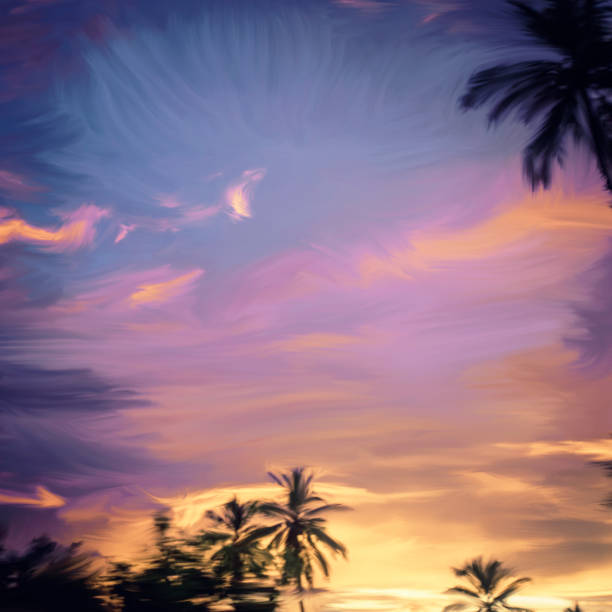 istock Moody tropical sunrise, painting 1063314910