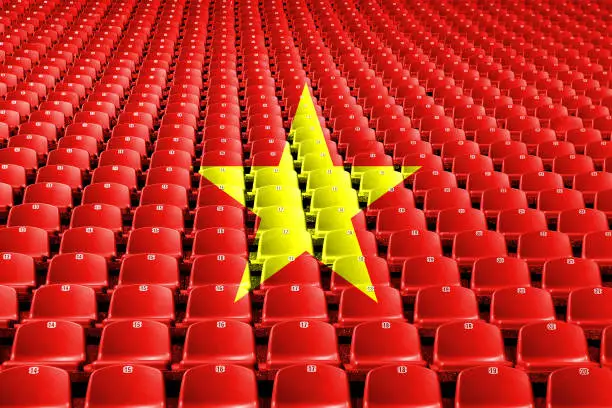 Photo of Vietnam flag stadium seats. Sports competition concept.