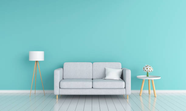 istock Gray sofa in living room for mockup, 3D rendering 1063318656