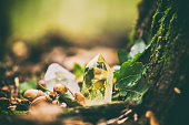Beautiful crystals in the forest, crystal healing
