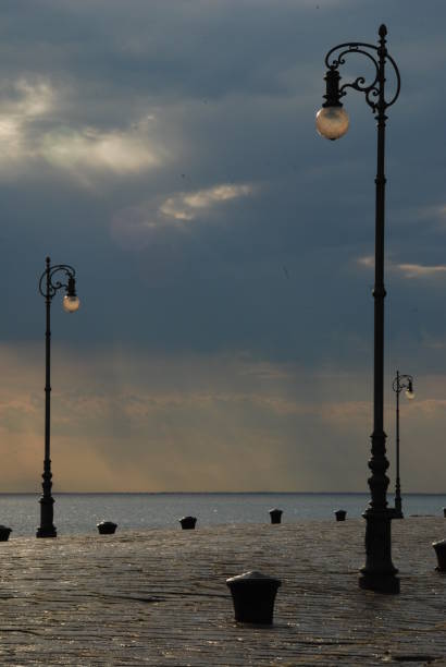 Panorama among streetlights