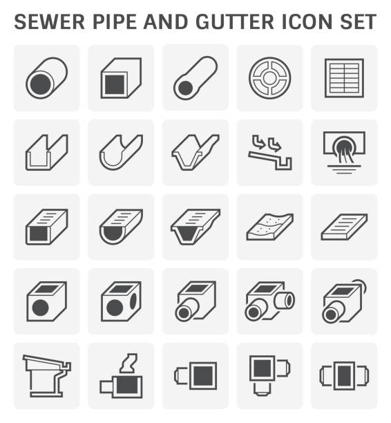 하 수구 파이프 아이콘 - pipe pvc drain sewer stock illustrations