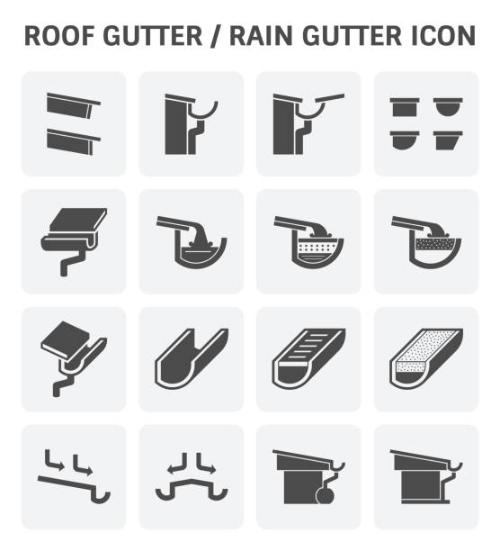 ilustrações de stock, clip art, desenhos animados e ícones de roof gutter icon - eaves