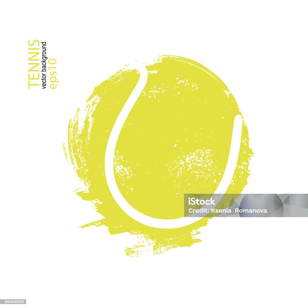 Vector illustration tennis ball isolated. Design print for T-shirts, hand drawing. Element sports for the poster, banner, flyer, grunge, spray). hand drawing Tennis stock vector