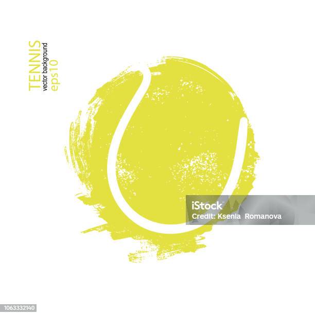 Vector Illustration Tennis Ball Isolated Design Print For Tshirts Hand Drawing Element Sports For The Poster Banner Flyer Grunge Spray Stock Illustration - Download Image Now
