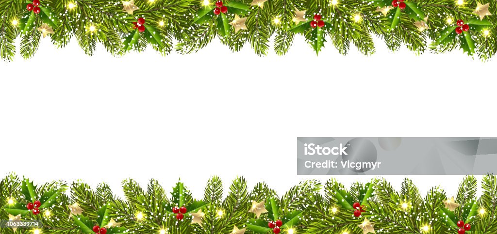 Bannière de Noël guirlande de sapin de Noël - clipart vectoriel de Noël libre de droits