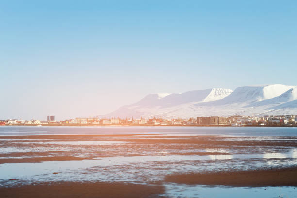 istock Iceland winter season mountain and small village with clear blue sky 1063350310