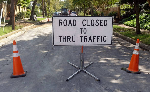 istock ROAD CLOSED TO THRU TRAFFIC Sign 1063355552