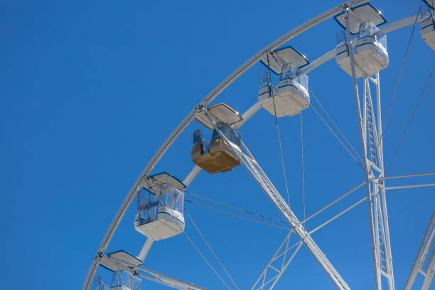 istock Giant ferris wheel with chairs, metallic structure, recreational element near the river 1063355828