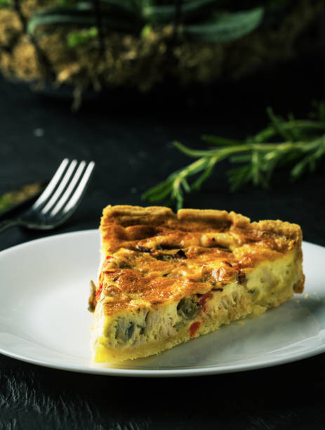 istock Delicious quiche on a plate on a dark 1063360426