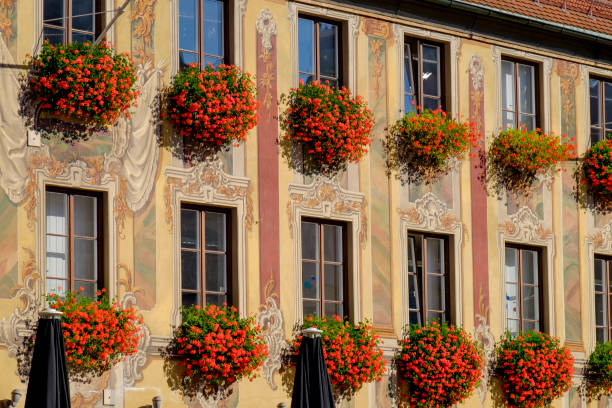 The Steuerhaus, embellished with rococo frescoes, is one of the beautiful buildings of Memmingen, a town and a tourist destination in Bavaria famous for its well-preserved buildings.