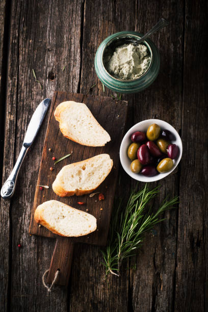 Ciabatta Bread with cheese paste and rosemary