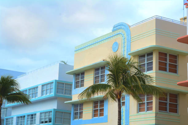 마이애미, 플로리다에 있는 아트 데코 건물 - art deco miami florida florida apartment 뉴스 사진 이미지