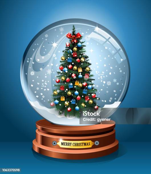 Christmas Tree Snow Globe Stock Illustration - Download Image Now - Snow Globe, Christmas, Snowball