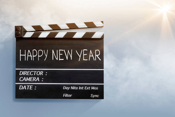 istock Happy new year ,text title on movie Clapper board 1063370648