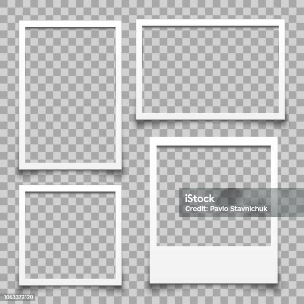 Empty White Photo Frame For Stock Stock Illustration - Download Image Now - Instant Print Transfer, Instant Camera, Border - Frame