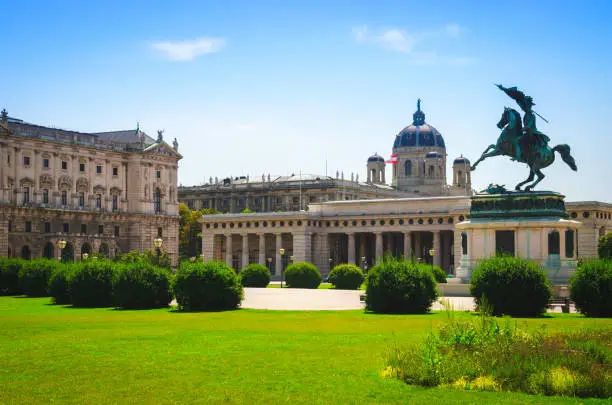 Photo of View of the Hofburg Palace and statue of Archduke Karl Ludwig on Heldenplatz square