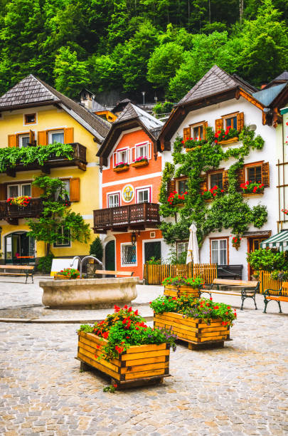 istock Street with nice austrian village houses 1063376862