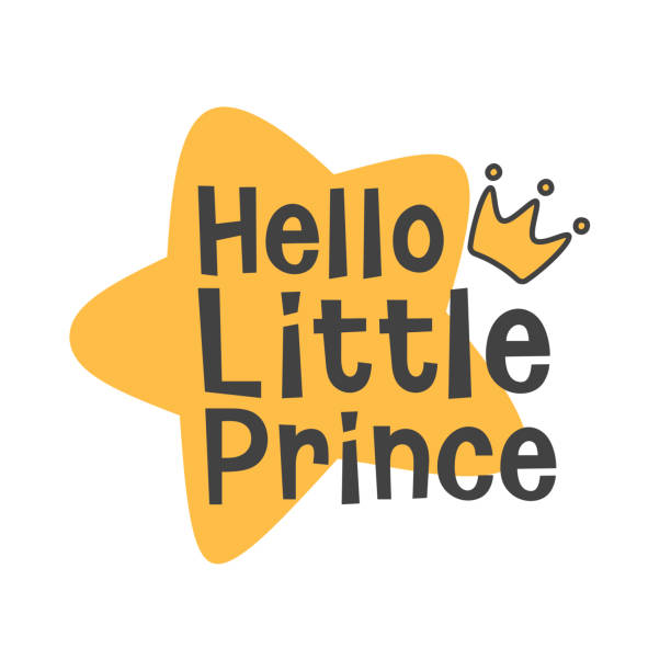 ilustrações de stock, clip art, desenhos animados e ícones de hello little prince, crown and star kids poster pattern - super baby