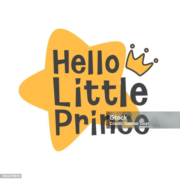 Hello Prince Hello Little Prince Crown And Star Kids Poster Pattern Stock ...