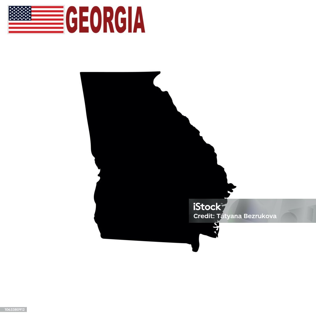 Map Of The Us State Of Georgia On A White Background Stock Illustration