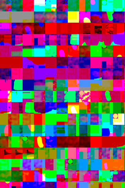 Abstract colorful design artwork with dynamic layers of geometric cubes in vibrant psychedelic neon colors - Graphic artistic creativity made of vivid mosaic playful pattern and shapes