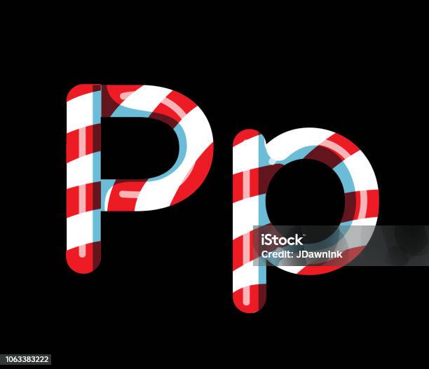 Candy Cane Alphabet Font Design With Red And White Stripes Letter P Stock Illustration - Download Image Now