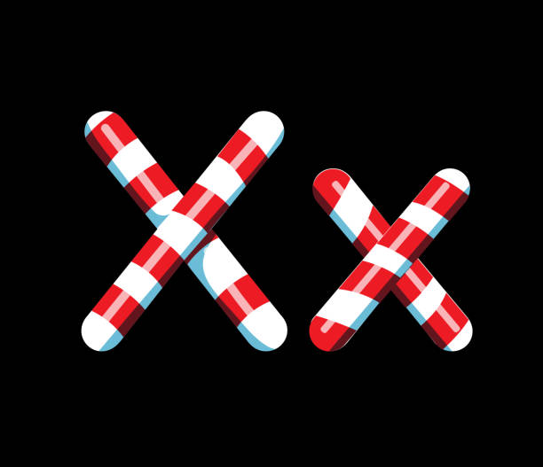 istock Candy Cane alphabet font design with red and white stripes Letter X 1063384298