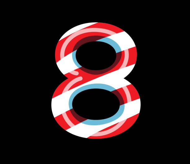 istock Candy Cane alphabet font design with red and white stripes Number 8 1063384428