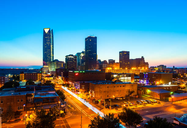 Oklahoma City, Oklahoma, USA At Night stock photo