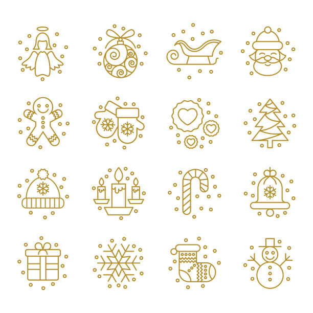 ilustrações de stock, clip art, desenhos animados e ícones de christmas icons set - vector - gingerbread cake gingerbread man gingerbread cookie christmas