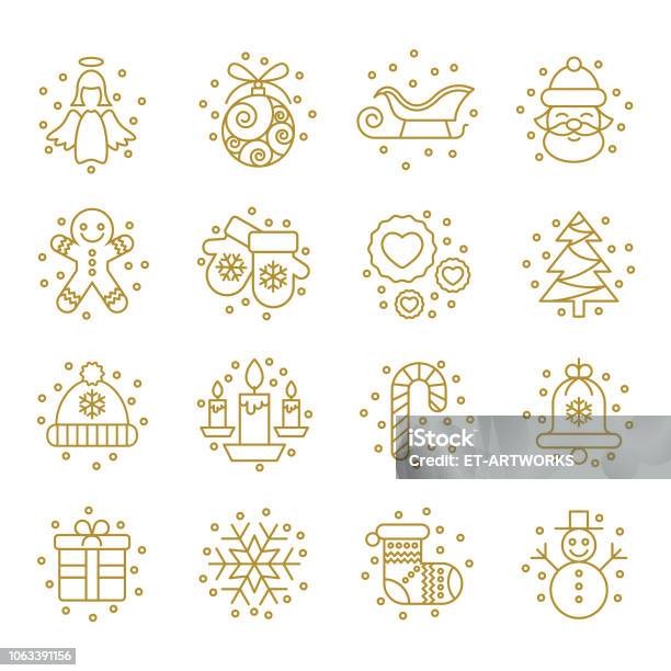Christmas Icons Set Vector Stock Illustration - Download Image Now - Christmas, Icon Symbol, Symbol